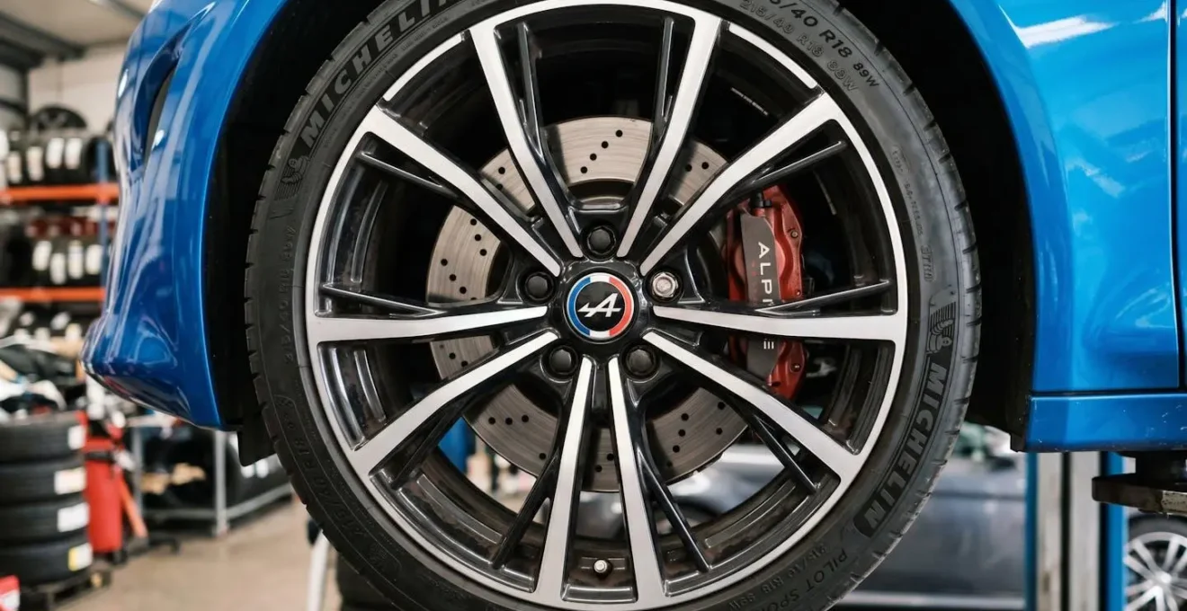 Jante alliage diamantée avec badge Alpine sur Renault Clio